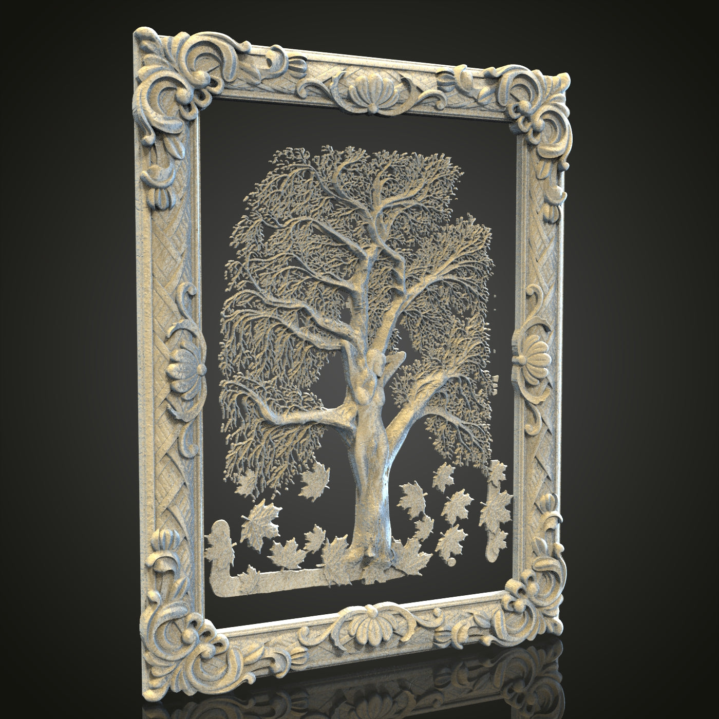 Ornate Tree of Life 3D STL File, CNC Router Engraving, Artcam Aspire, Elegant Wall Art, Digital Wood Carving