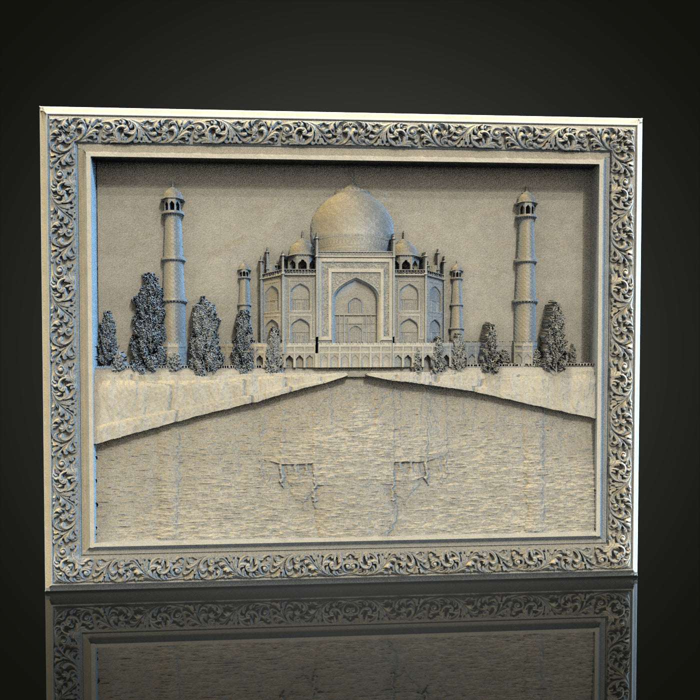 Taj Mahal 3D STL File for CNC and 3D Printing, Detailed Architectural Model, Artcam Aspire, Historic Monument Engraving