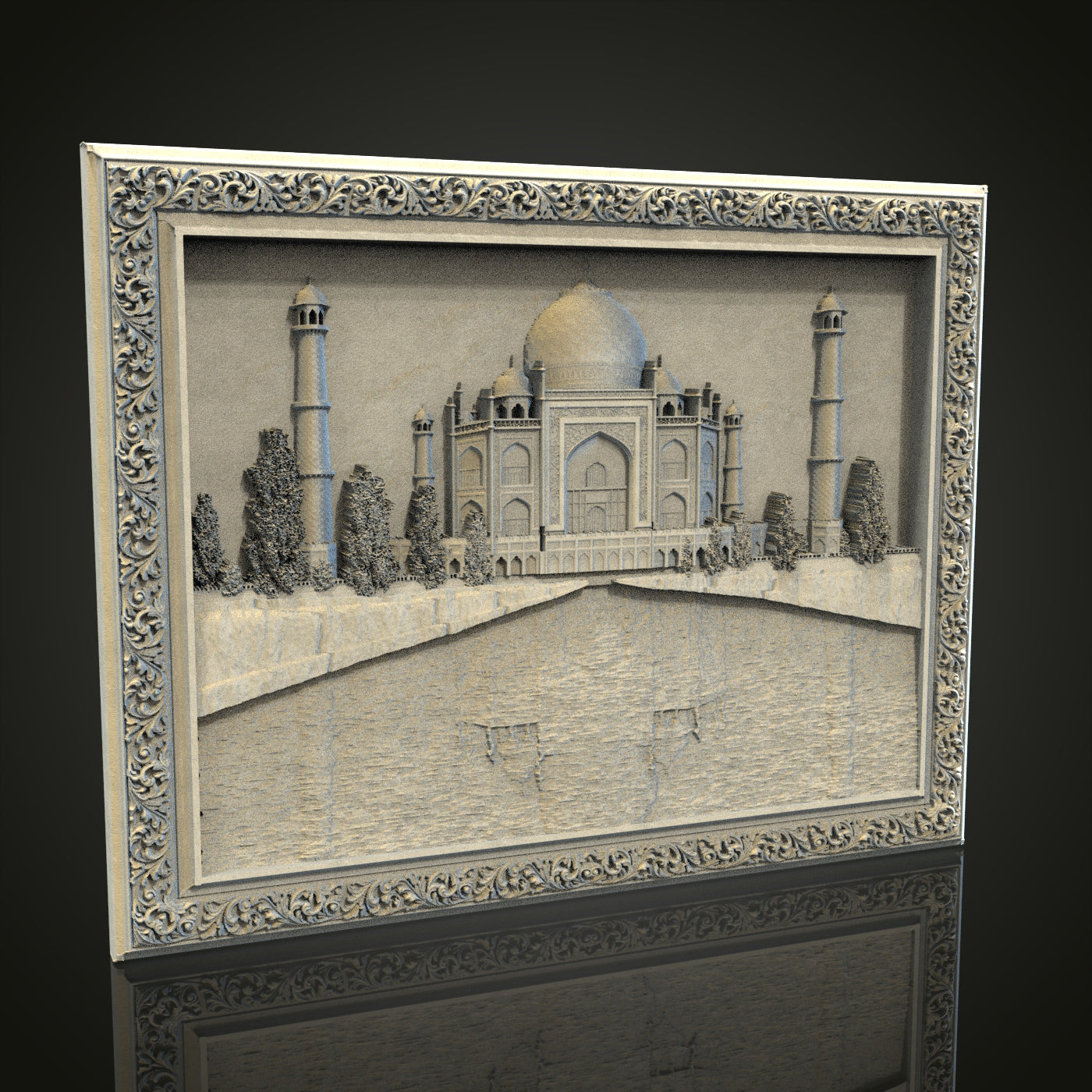 Taj Mahal 3D STL File for CNC and 3D Printing, Detailed Architectural Model, Artcam Aspire, Historic Monument Engraving