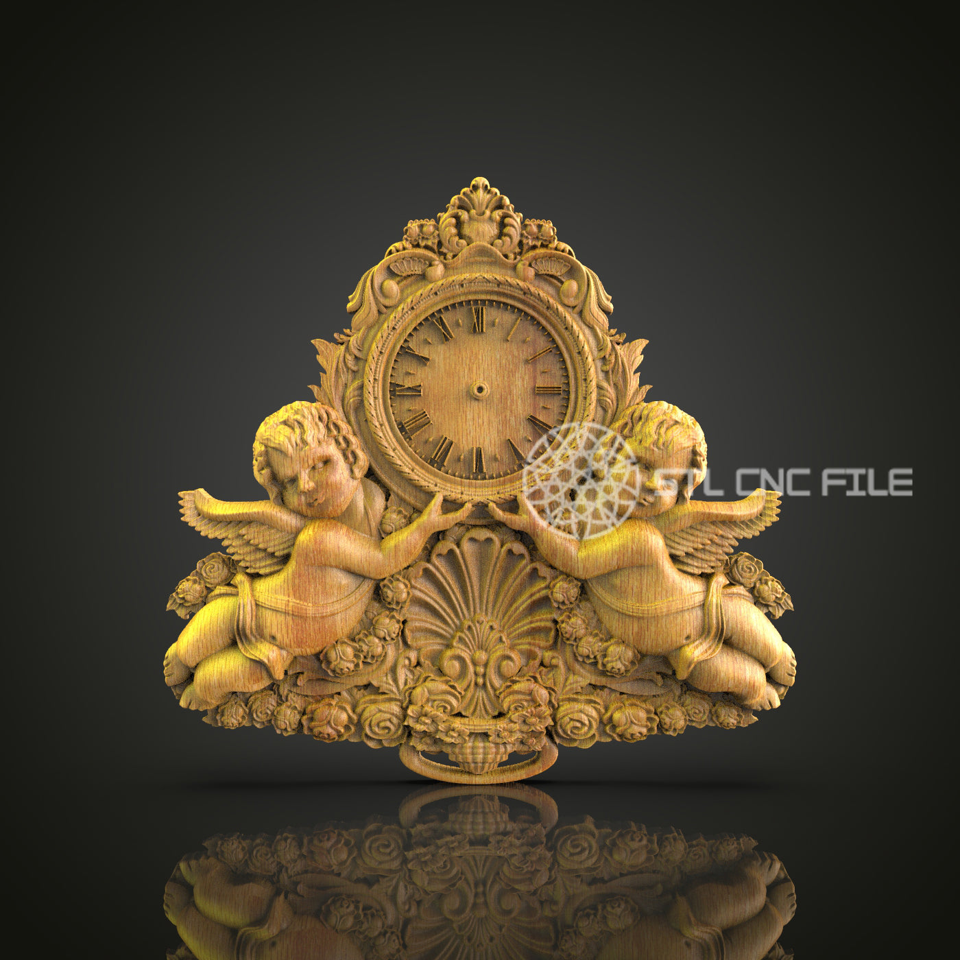 Cupid Cherub STL, Baroque Style CNC Design, Romantic Wall Decor