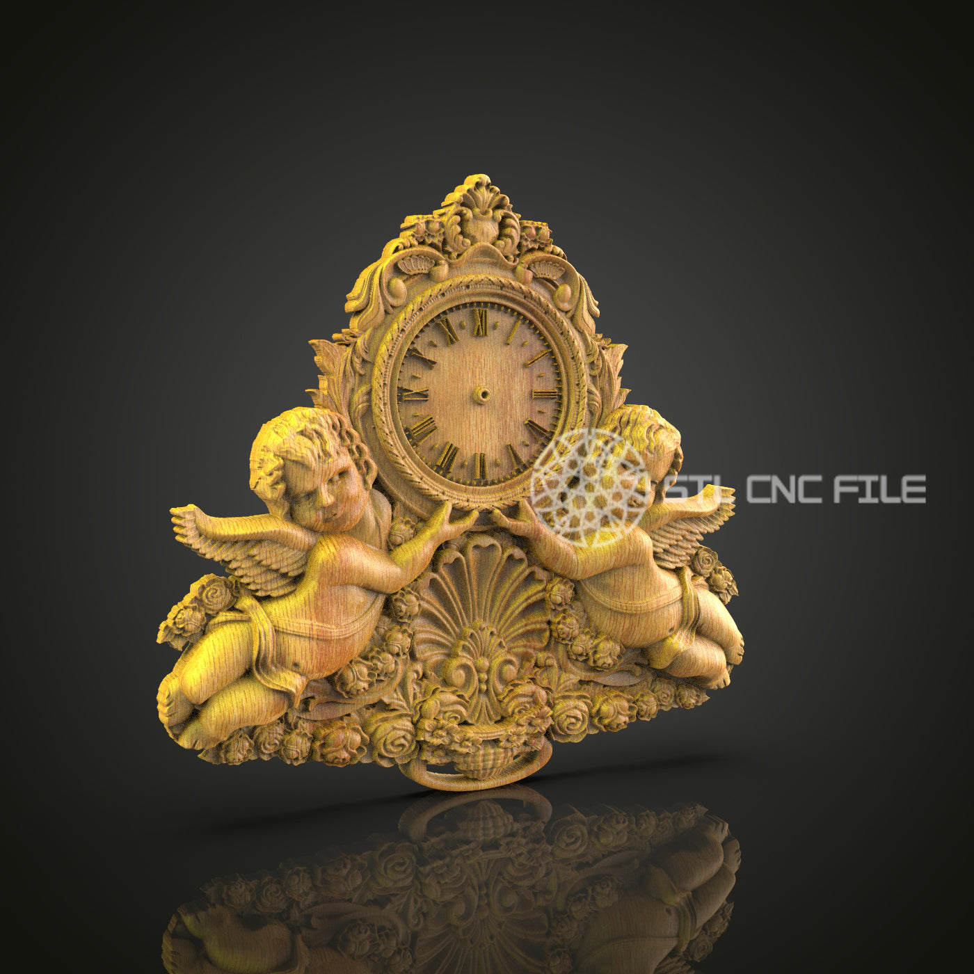 Cupid Cherub STL, Baroque Style CNC Design, Romantic Wall Decor