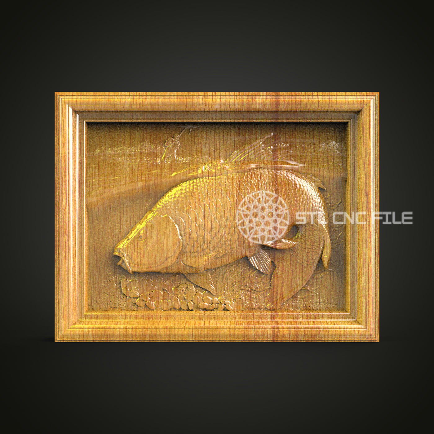 Angler's Trophy Carp 3D STL Model for CNC Routers, Artcam & Aspire Compatible, Perfect for Fishing Enthusiast Wall Art