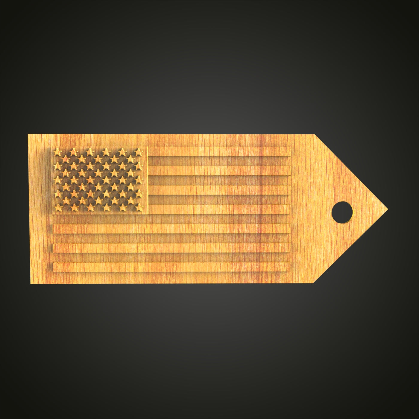 American Flag Tag 3D Model - STL for CNC Router Engraver, Artcam, Aspire, CNC Files, Wood Art Decor