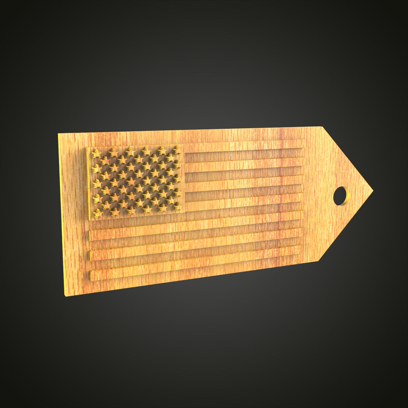American Flag Tag 3D Model - STL for CNC Router Engraver, Artcam, Aspire, CNC Files, Wood Art Decor