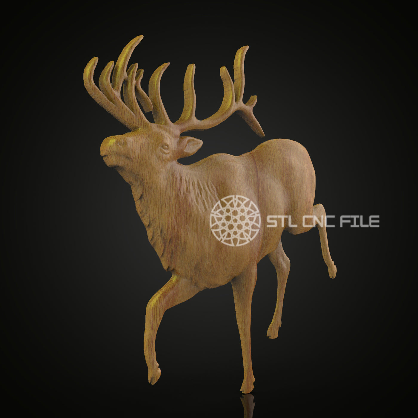 Dynamic Elk STL Model - CNC Router File for Wood Engraving, Artcam & Aspire Wall Art, Nature CNC Decor