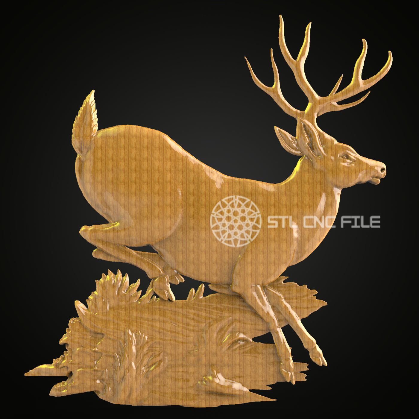 Deer Stag Wood Art STL Model for CNC Router Engraving - Artcam, Aspire, Wall Decor CNC Files