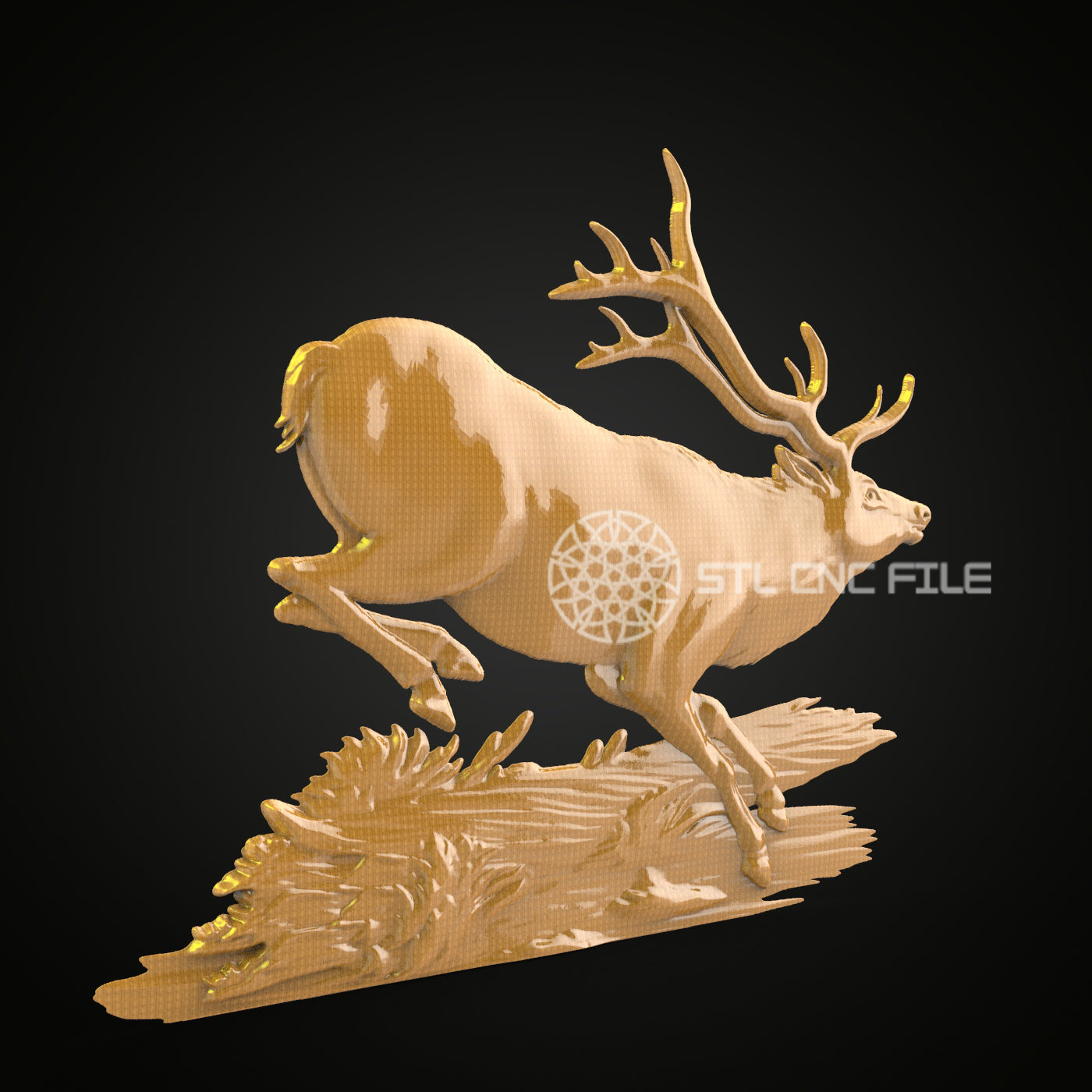 Leaping Deer STL Model – CNC Router File for Engraving, Artcam, Aspire – Dynamic Wood Art & Wall Decor