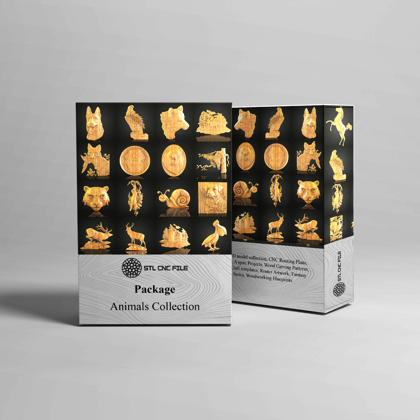 118-Piece Wildlife Collection STL Models Pack - CNC Router Files for Artcam, Aspire, Wood Art & Wall Decor
