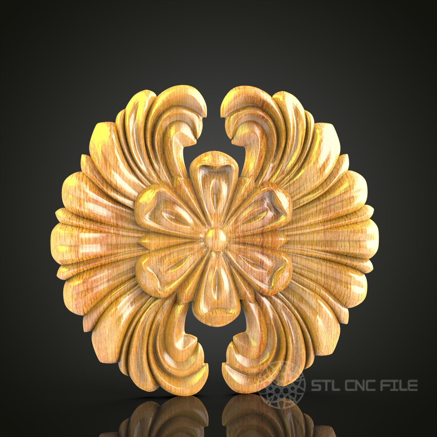 Baroque Floral Relief STL Model for CNC Woodworking – Digital File for Artcam, Aspire, Wall Decor