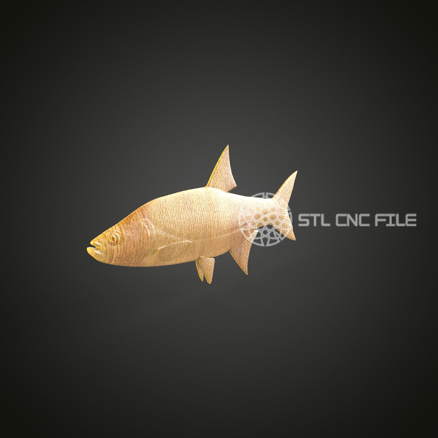 Sleek Stream Fish 3D STL Model, Perfect for CNC Routing, Artcam & Aspire Compatible, Ideal for Aquatic Wood Art and Decor