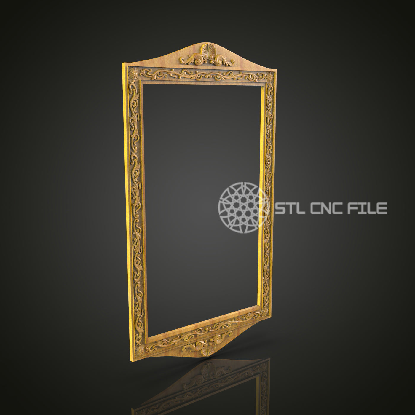 Peaked Top Frame STL File for CNC Routers, Elegant Wood Carving File for Artcam and Aspire, Home Decor CNC Pattern