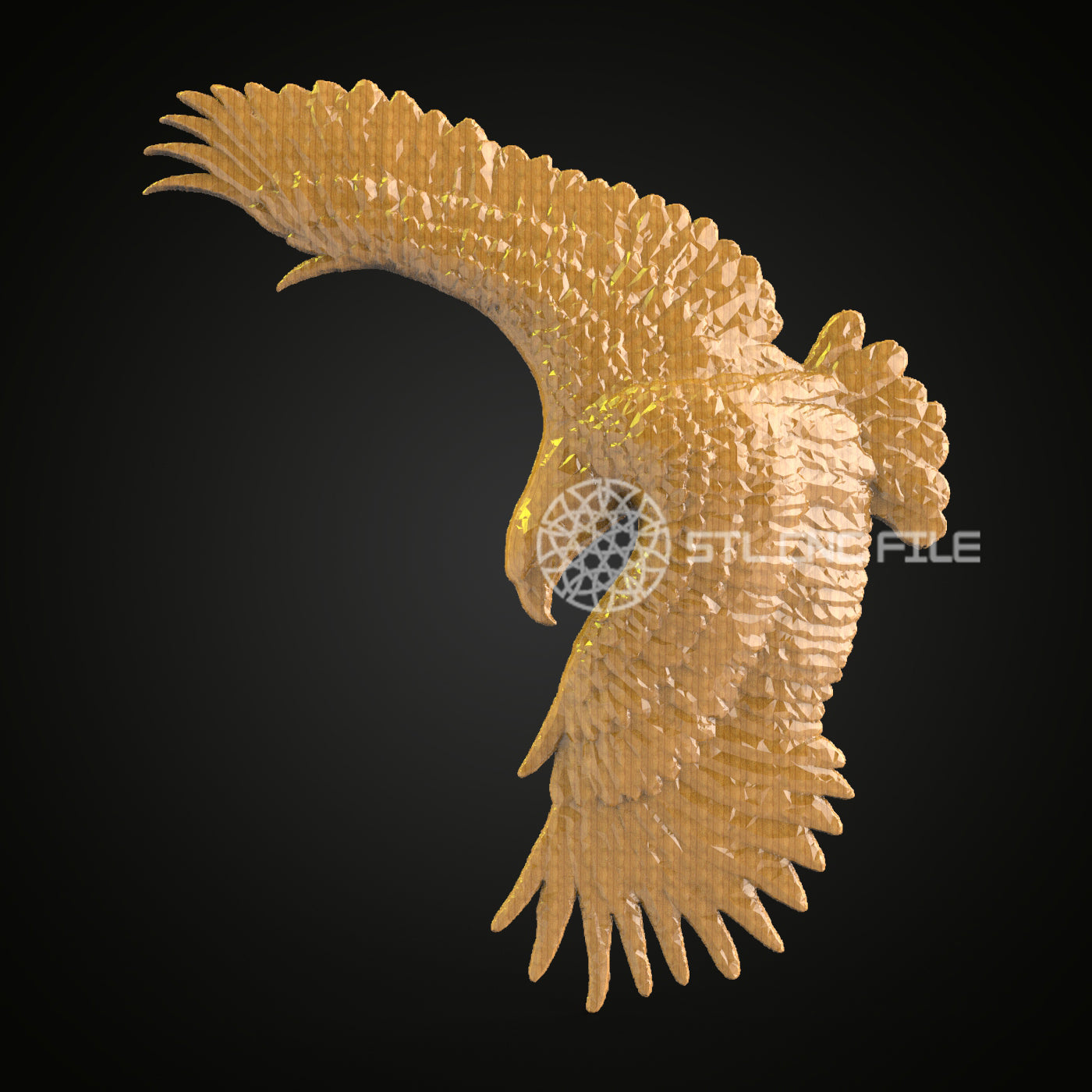 Dynamic Eagle Flight 3D STL Model, CNC Wood Engraving, Compatible with Artcam Aspire, Wall Art Decor, Majestic Bird CNC Router File