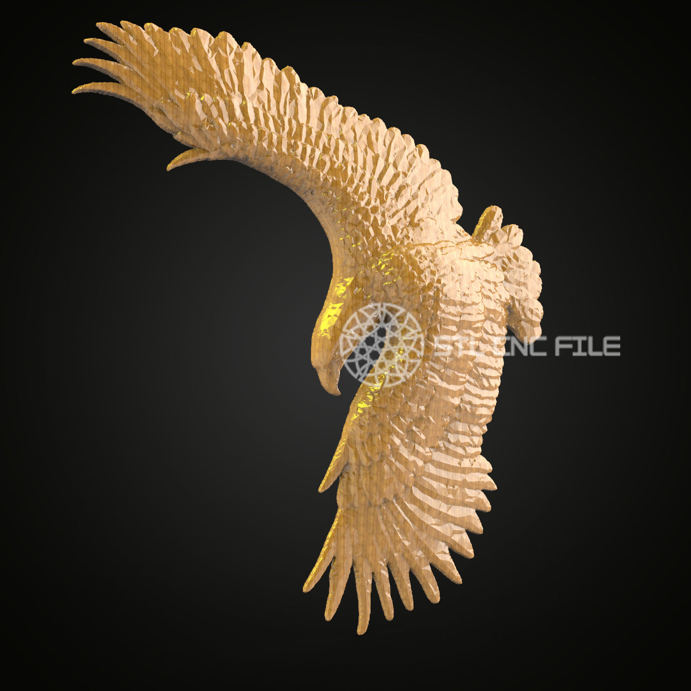 Dynamic Eagle Flight 3D STL Model, CNC Wood Engraving, Compatible with Artcam Aspire, Wall Art Decor, Majestic Bird CNC Router File