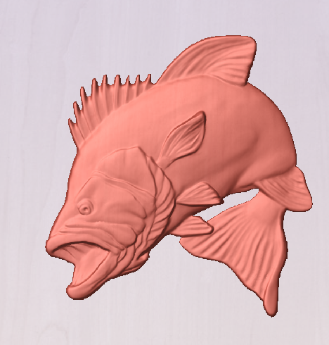 Dynamic Bass Leap 3D STL Model, Artcam & Aspire Ready, Perfect for CNC Wood Carving and Fishing Enthusiast Decor
