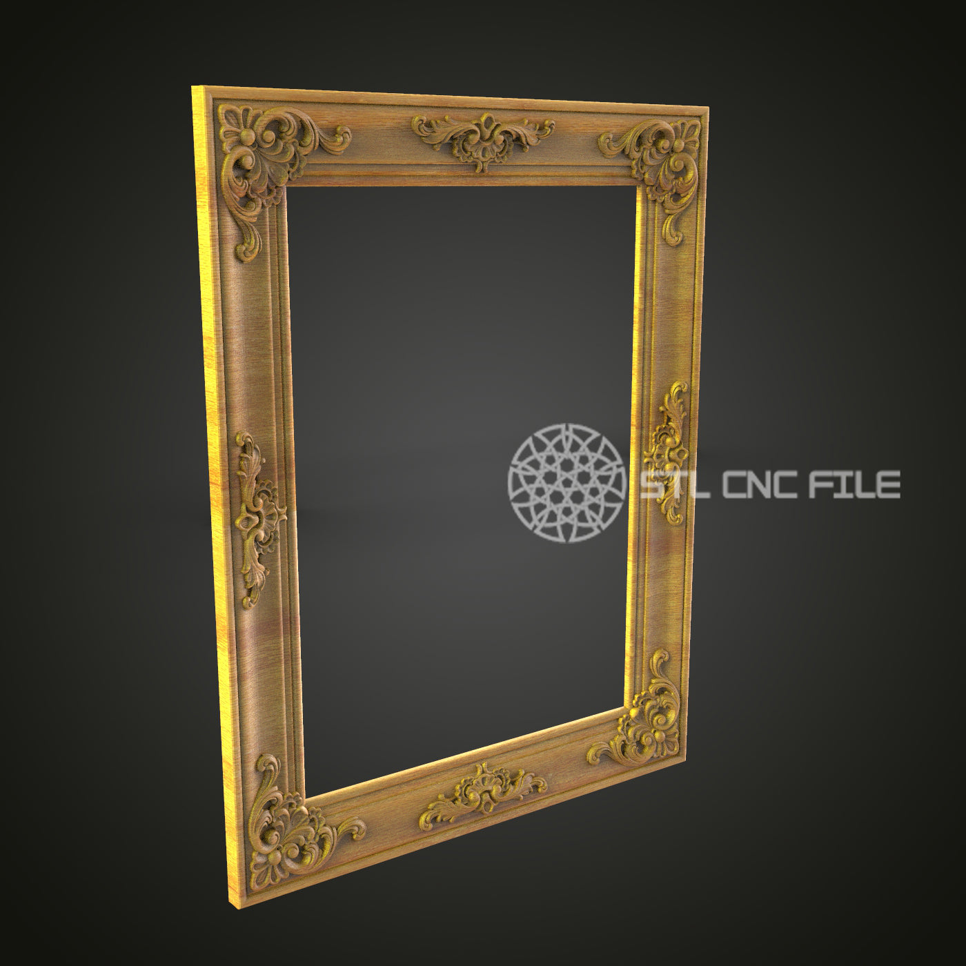 Elegant Wood Frame CNC Model for Artcam and Aspire, Classic Decor STL File for CNC Engraving
