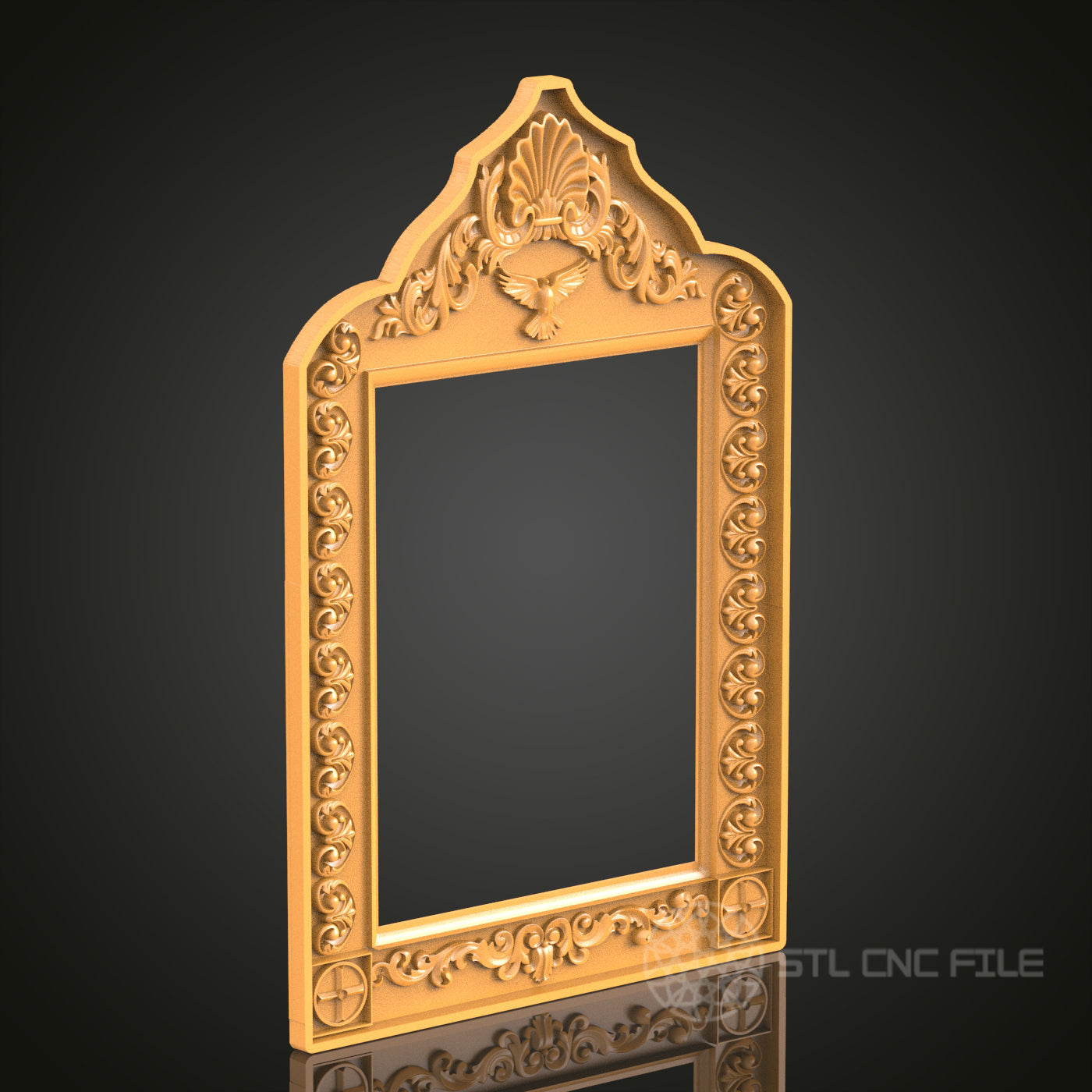 Elegant Baroque Style Frame Design STL Model for CNC Router Engraver - Artcam, Aspire, CNC Files, 3D Printer Compatible, Wall Decor