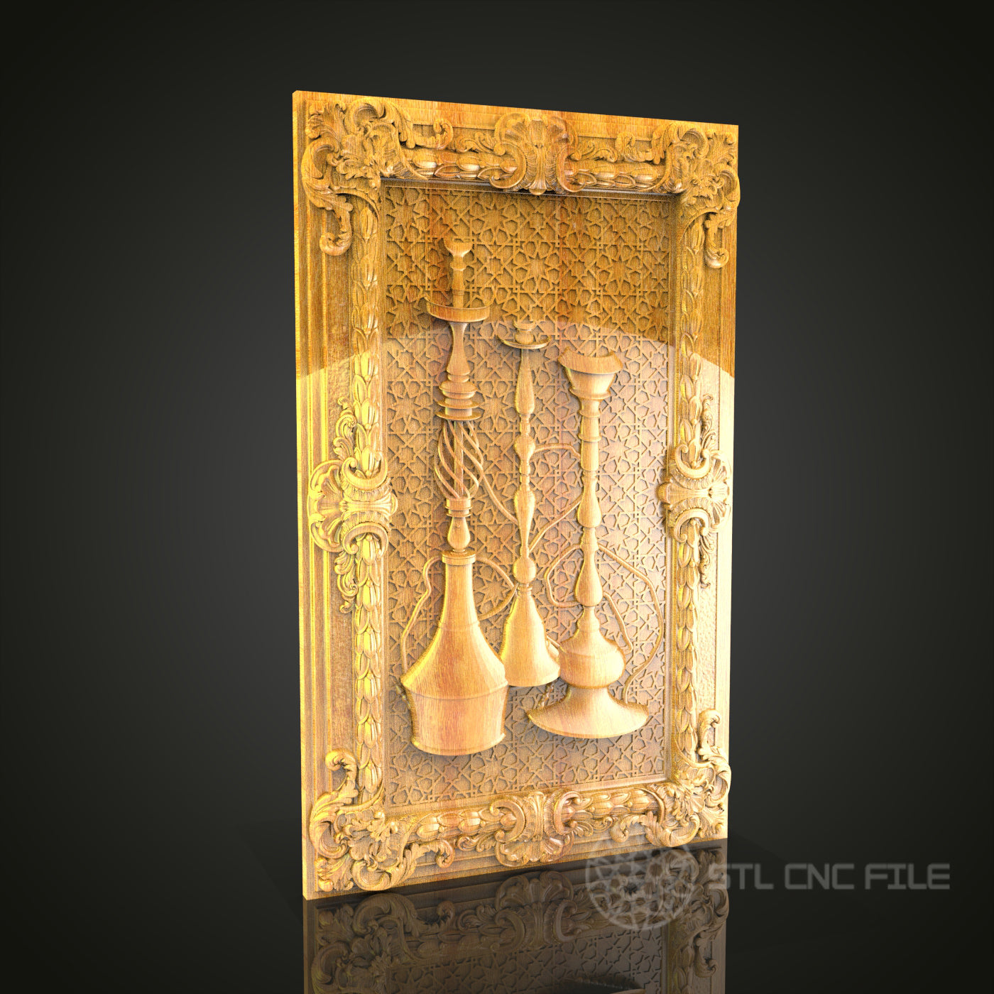 Royal Game - Chess 3D CNC Engraved Wood Panel, Artcam Aspire STL Model for CNC Router, Decorative Chess Wall Art