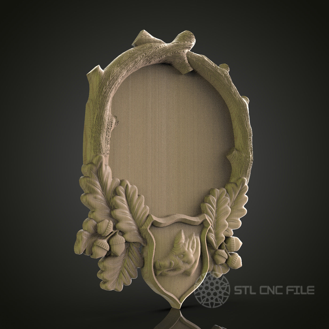 Rustic Shield Plaque with Deer Head for CNC and 3D Printing - STL File