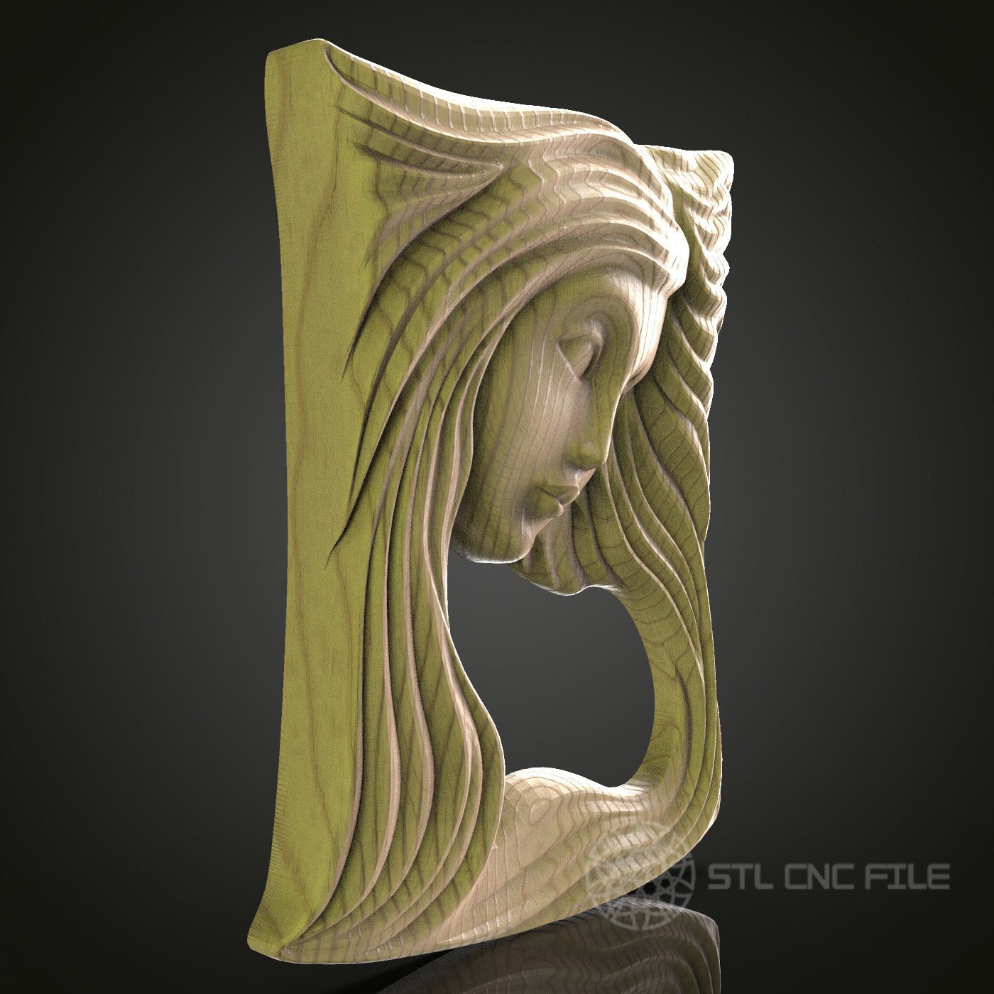 Art Nouveau Lady Mirror Frame 3D Model STL File, Elegant Decorative Relief for CNC Router – Compatible with Artcam, Aspire