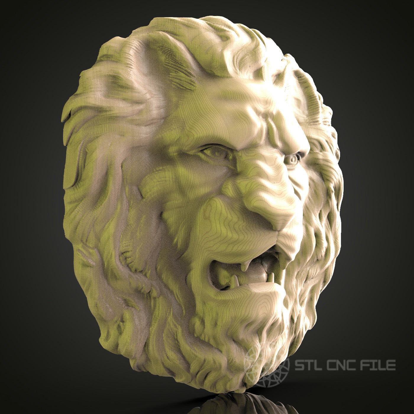 Lion Head 3D Model STL File for CNC Routers, Wall Decor Wood Art – CNC, Artcam, Aspire Files