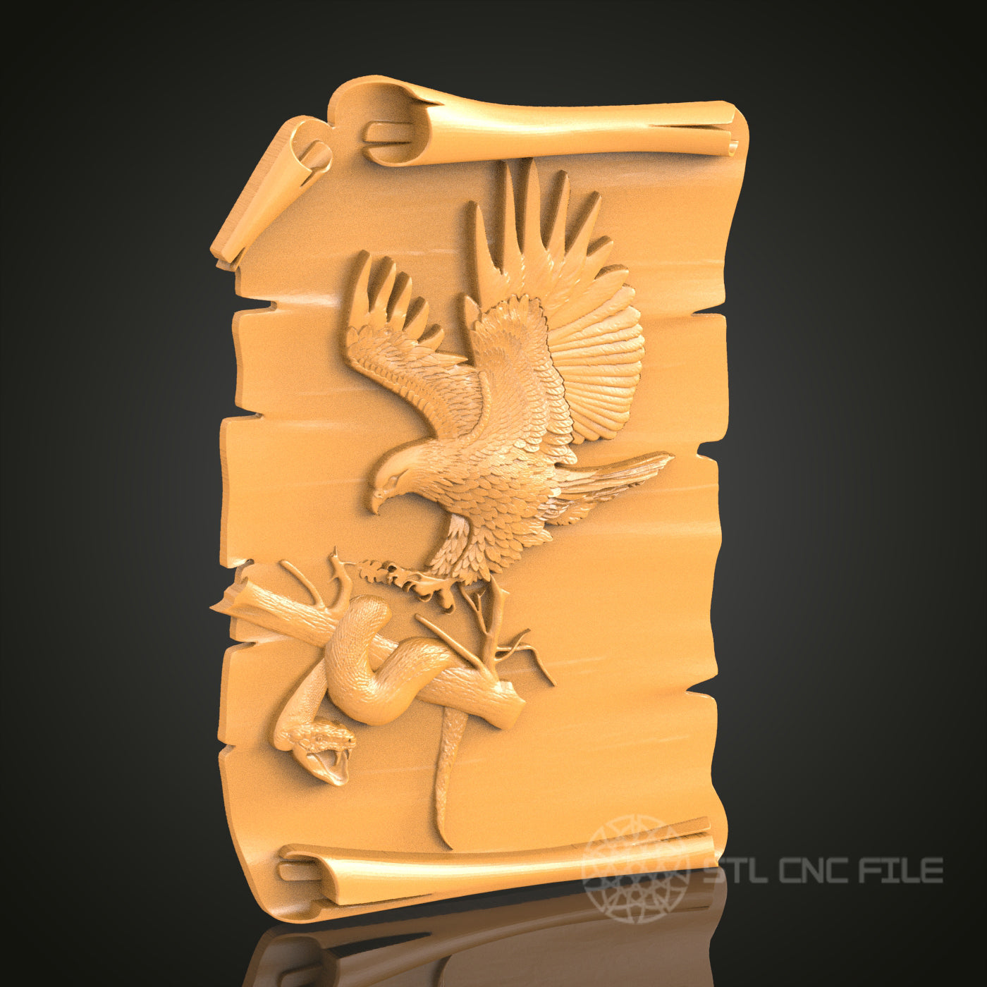 Eagle and Snake Battle STL Model, CNC Router File for Dynamic Wildlife Art and Decor