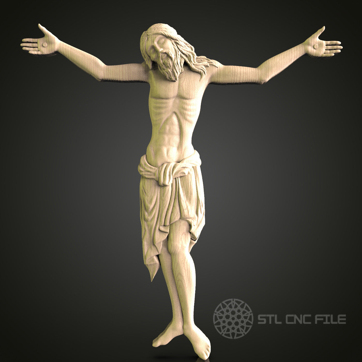 Crucifixion of Jesus Christ 3D Model STL File, Detailed Religious Sculpture for CNC Router – Compatible with Artcam, Aspire