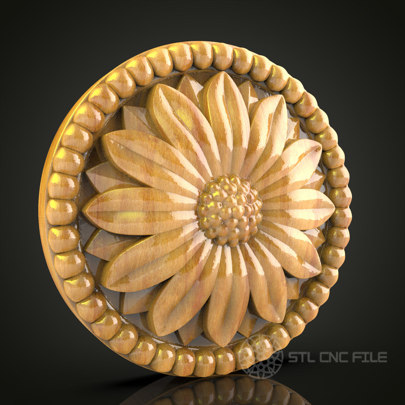 Sunflower Decorative Panel STL Model for CNC Router, Compatible with Artcam, Aspire - Rustic Wall Decor