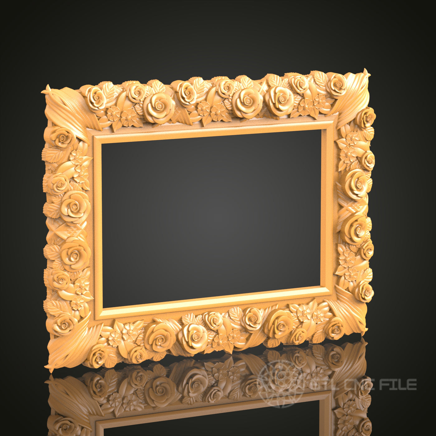 Ornate Floral Frame STL Model for CNC Router Engraver, Artcam, Aspire, Wood Art, Wall Decor, 3D Printer