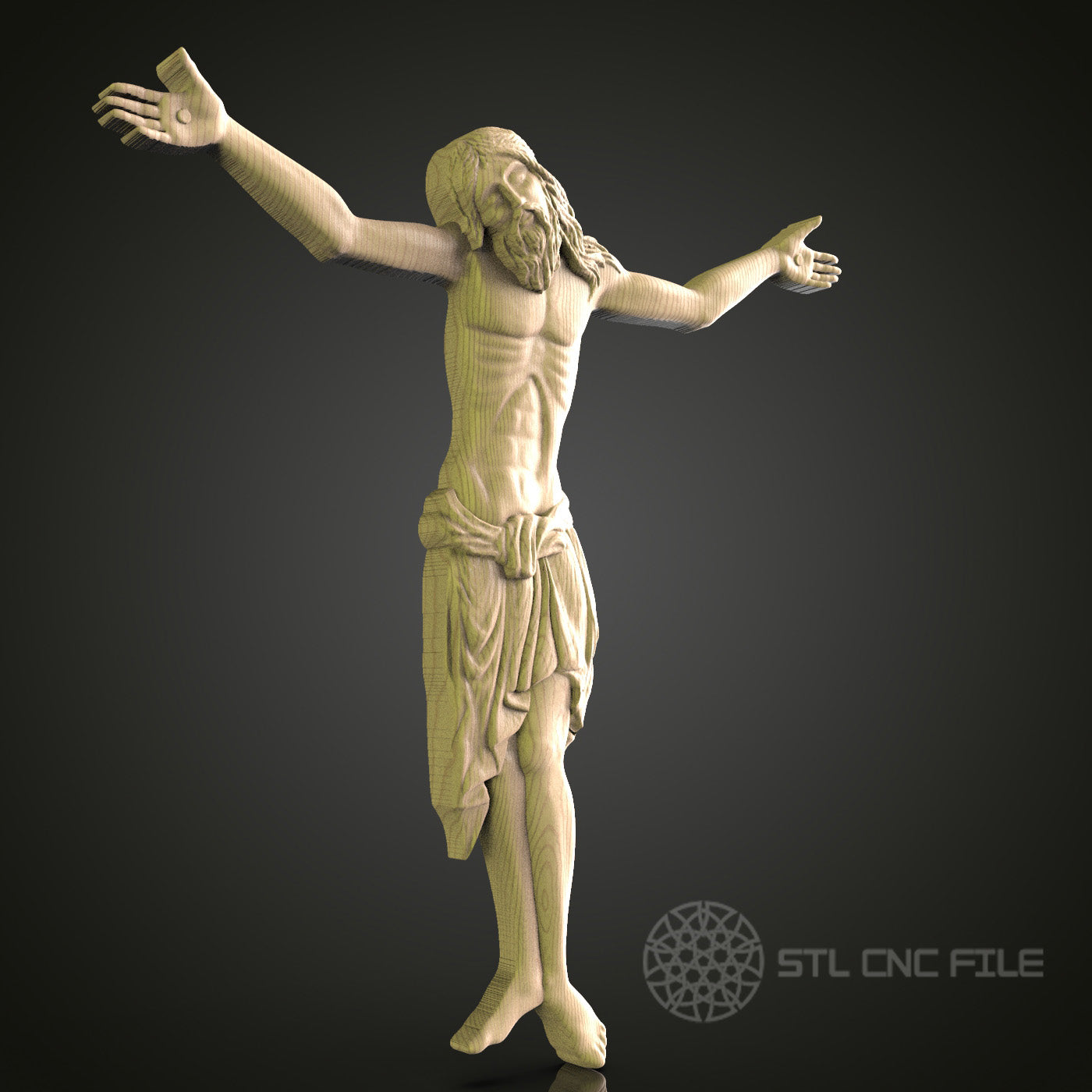 Crucifixion of Jesus Christ 3D Model STL File, Detailed Religious Sculpture for CNC Router – Compatible with Artcam, Aspire