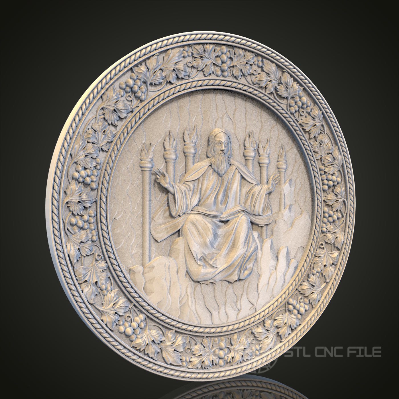 Divine Throne Relief Wall Art | STL Model for CNC Router, 3D Printer | Aspire, Artcam, CNC Files