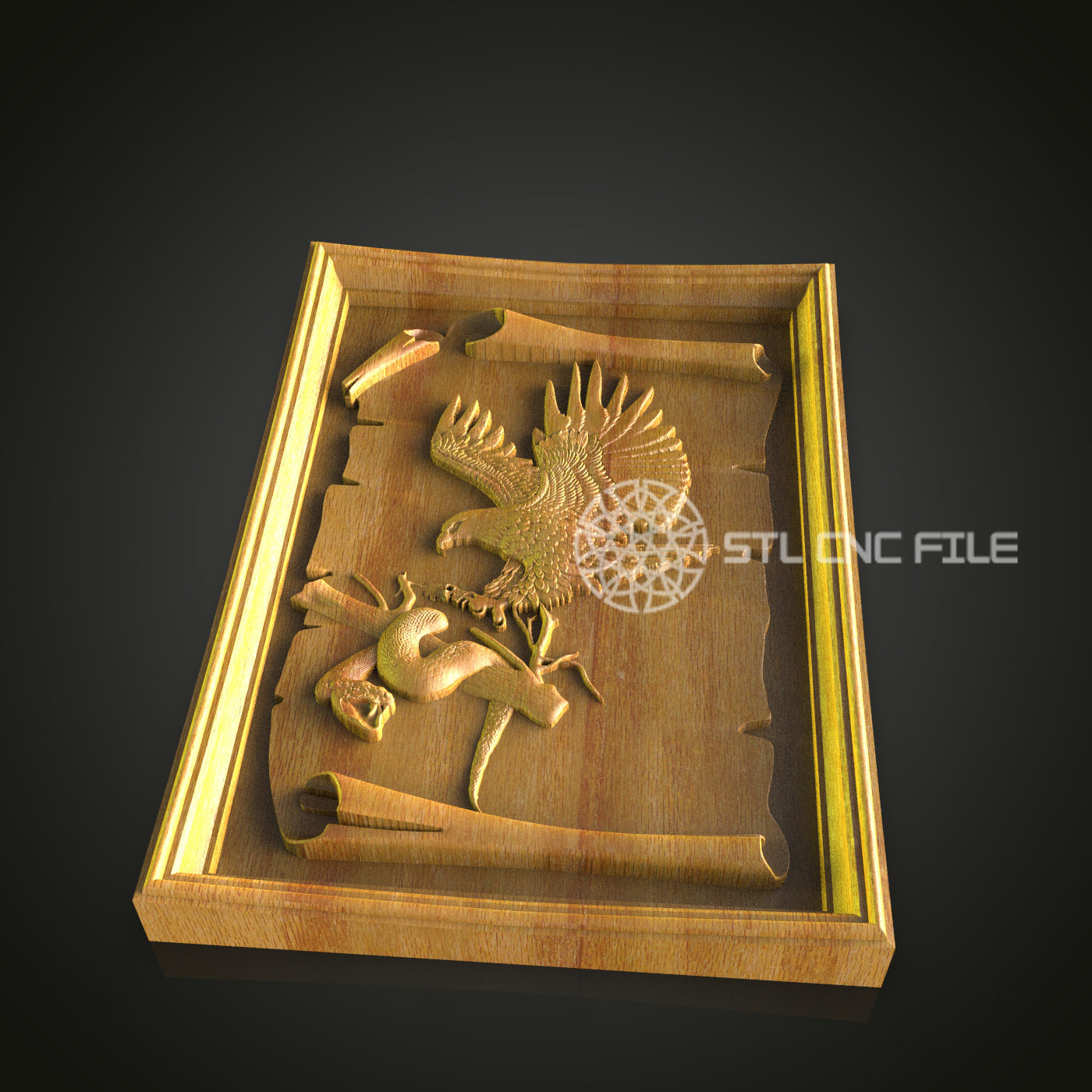 Majestic Eagle & Stag Wood Art - CNC Router STL Model, Wildlife Wall Decor, Artcam Aspire Files