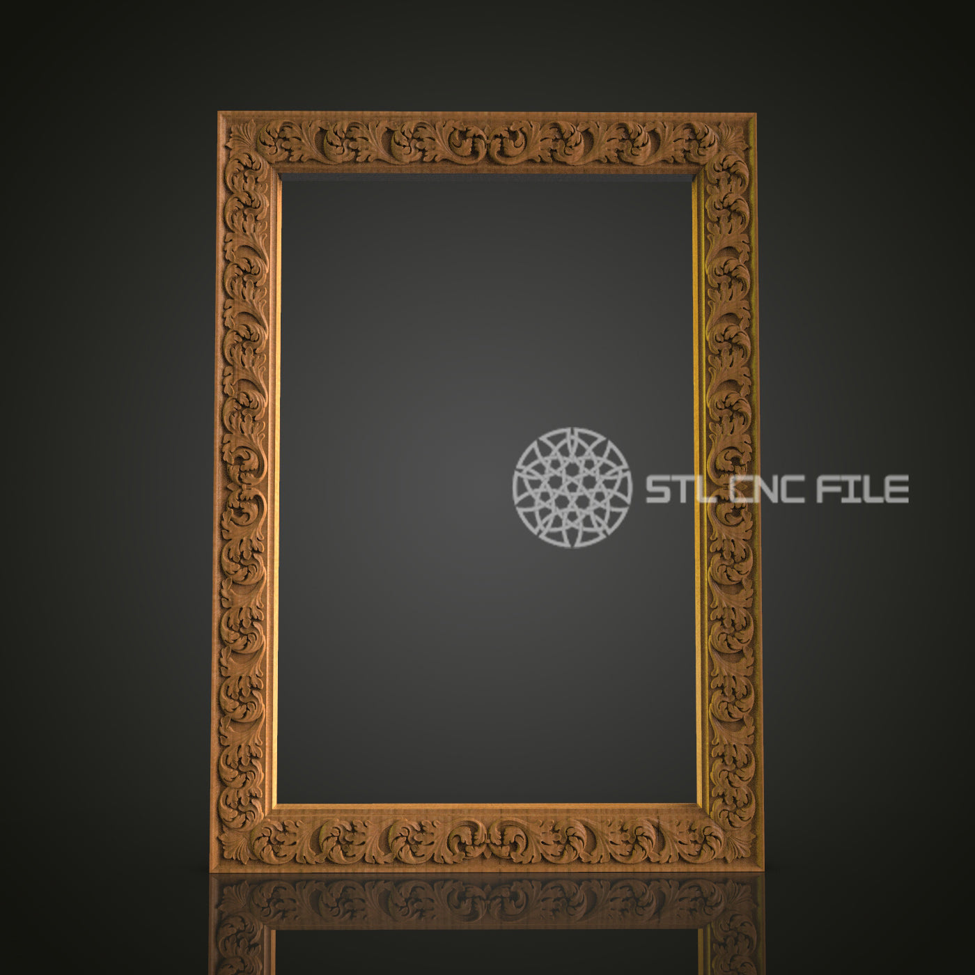 Elegant Decorative 3D Frame STL Model for CNC Router Engraver - Artcam, Aspire, CNC Files, Wall Decor, 3D Printer