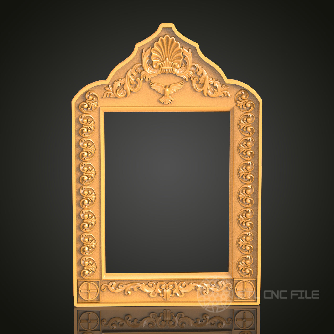 Elegant Baroque Style Frame Design STL Model for CNC Router Engraver - Artcam, Aspire, CNC Files, 3D Printer Compatible, Wall Decor