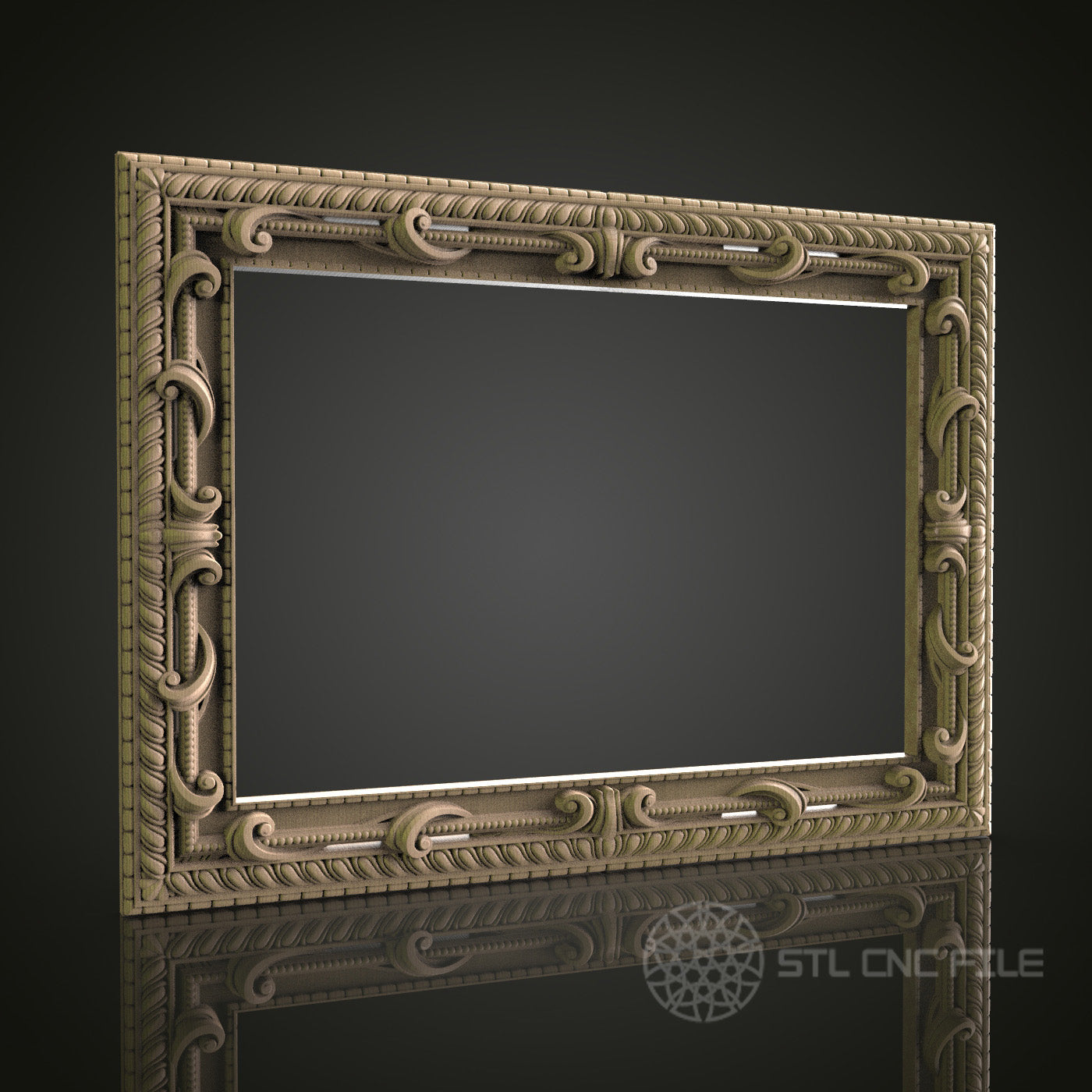 Ornate Rectangular Frame for CNC and 3D Printing - STL File
