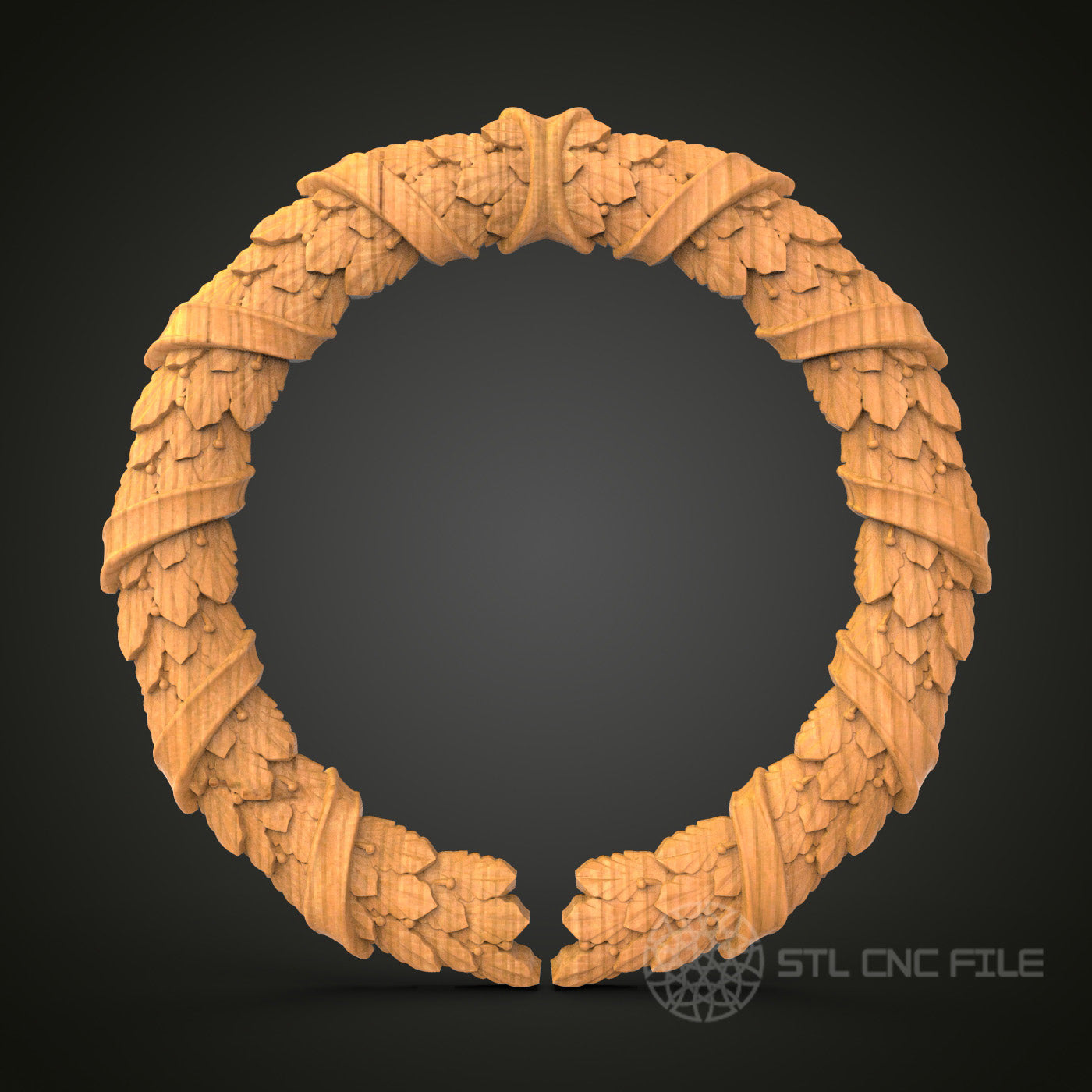 Autumn Leaf Wreath CNC Carving STL File - Seasonal Decor Design, Compatible with Artcam, Aspire