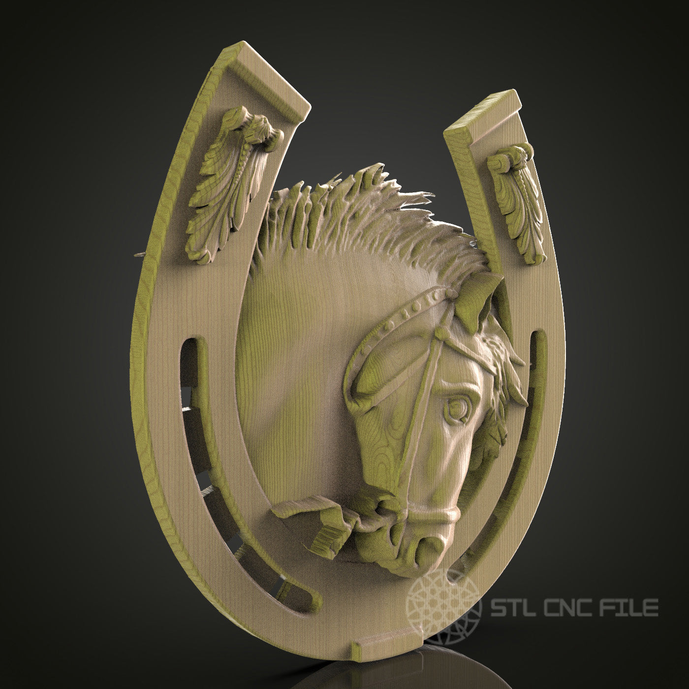 Equestrian Majesty - 3D Printed Horse in Horseshoe, CNC Router File, STL Model, Artcam, Aspire, Equine Wall Decor, Digital Wood Art