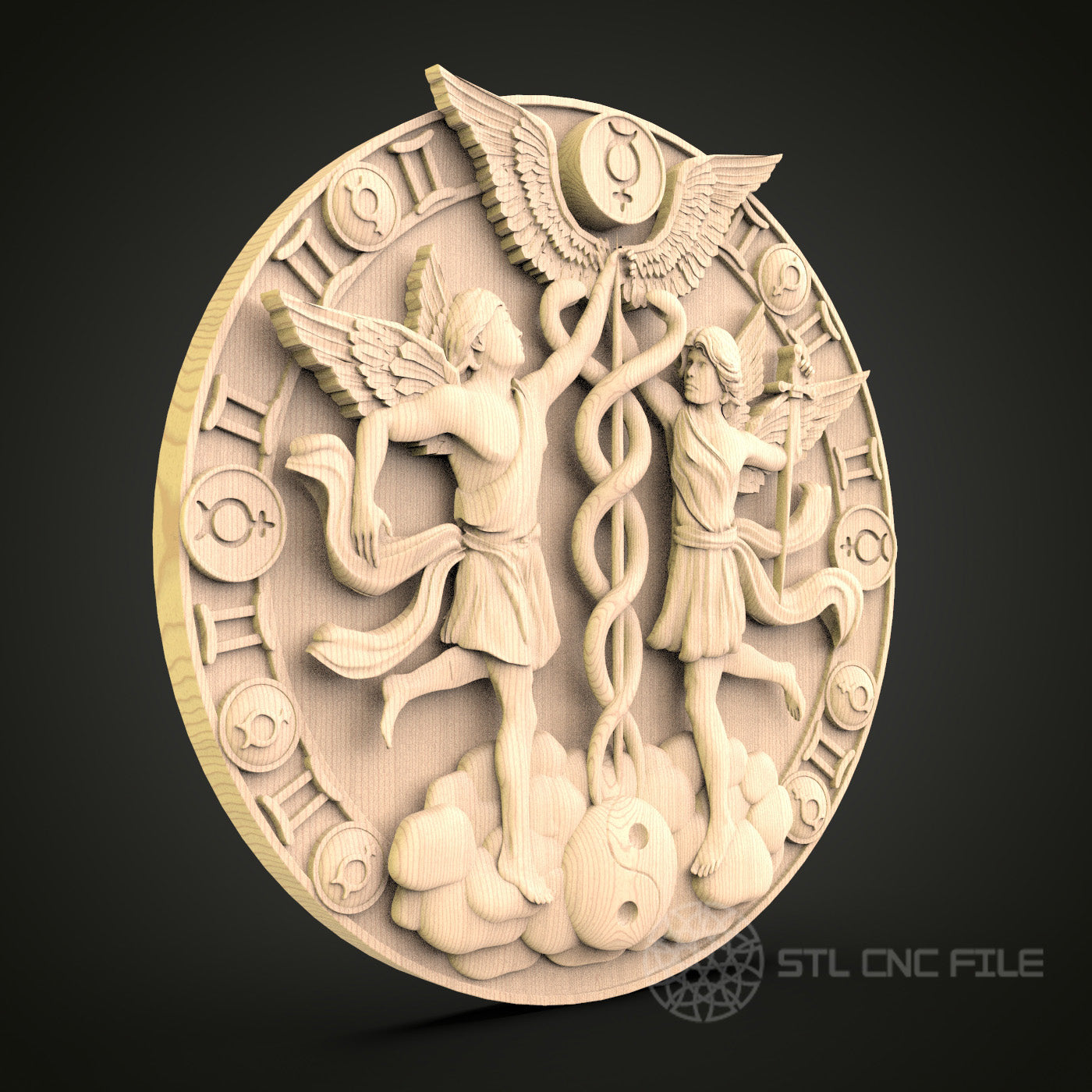 Angelic Symbolism CNC Carving STL File - Timeless Decor, Compatible with Artcam, Aspire for Wall Art