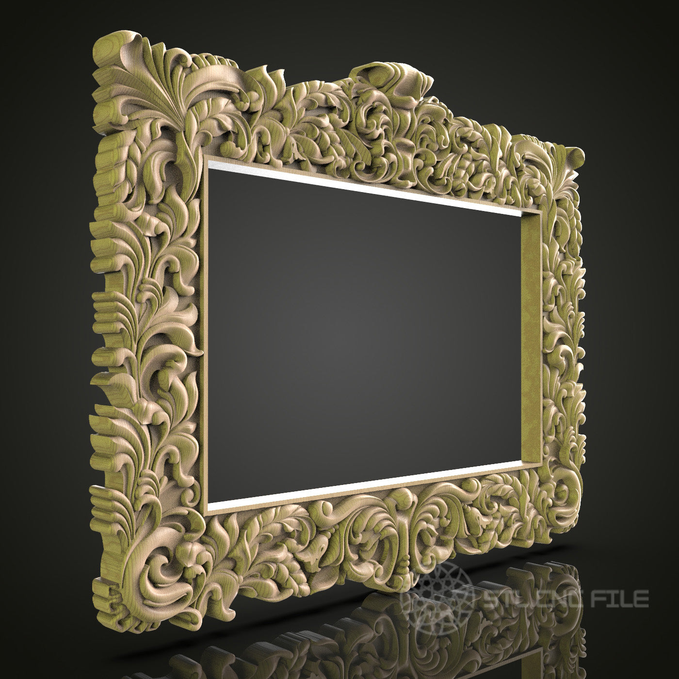 Baroque Style Picture Frame 3D Model STL File, Elaborate Floral Carving for CNC Router – Compatible with Artcam, Aspire