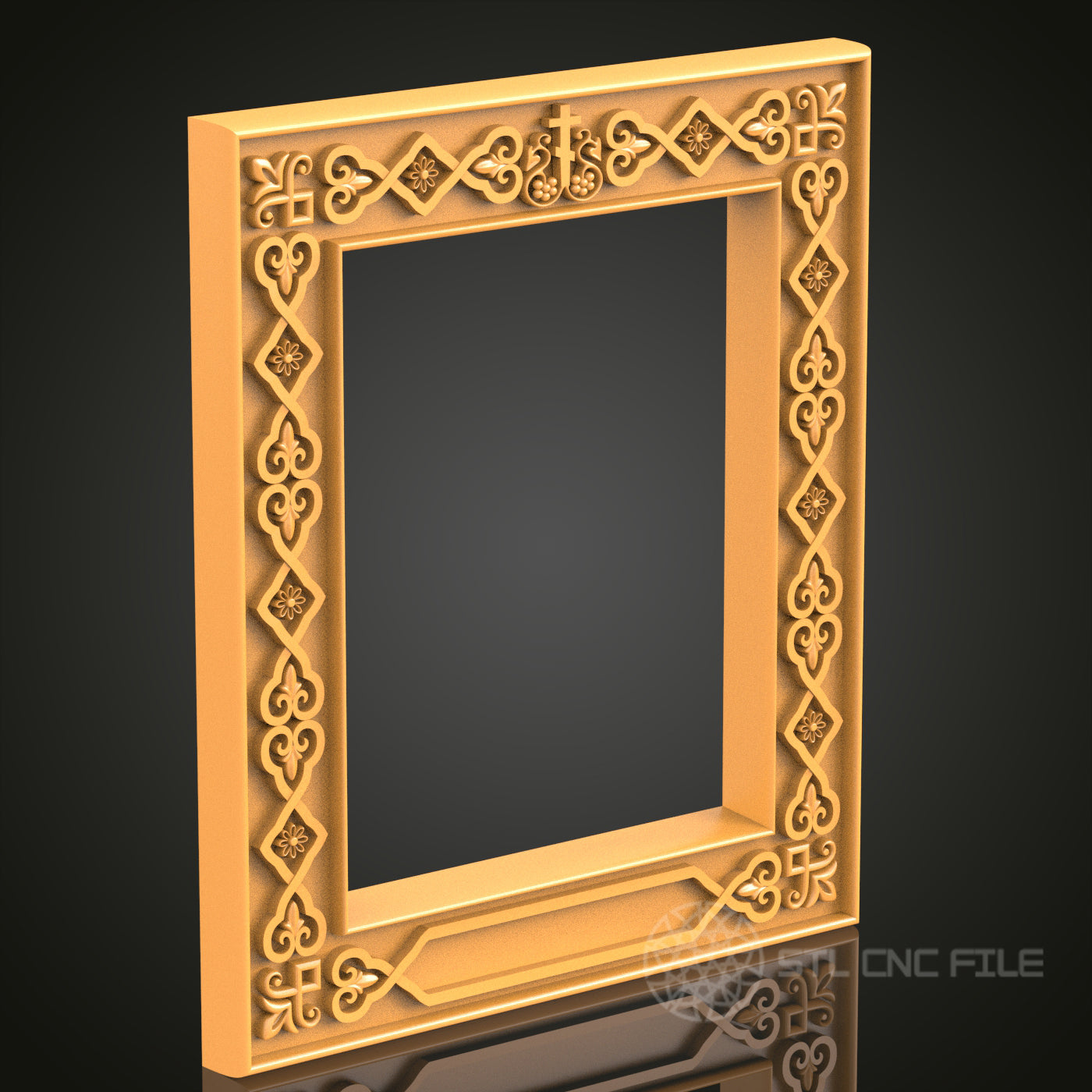 Intricate Gothic Style Frame Design STL Model for CNC Router Engraver - Artcam, Aspire, CNC Files, 3D Printer Compatible, Wall Decor
