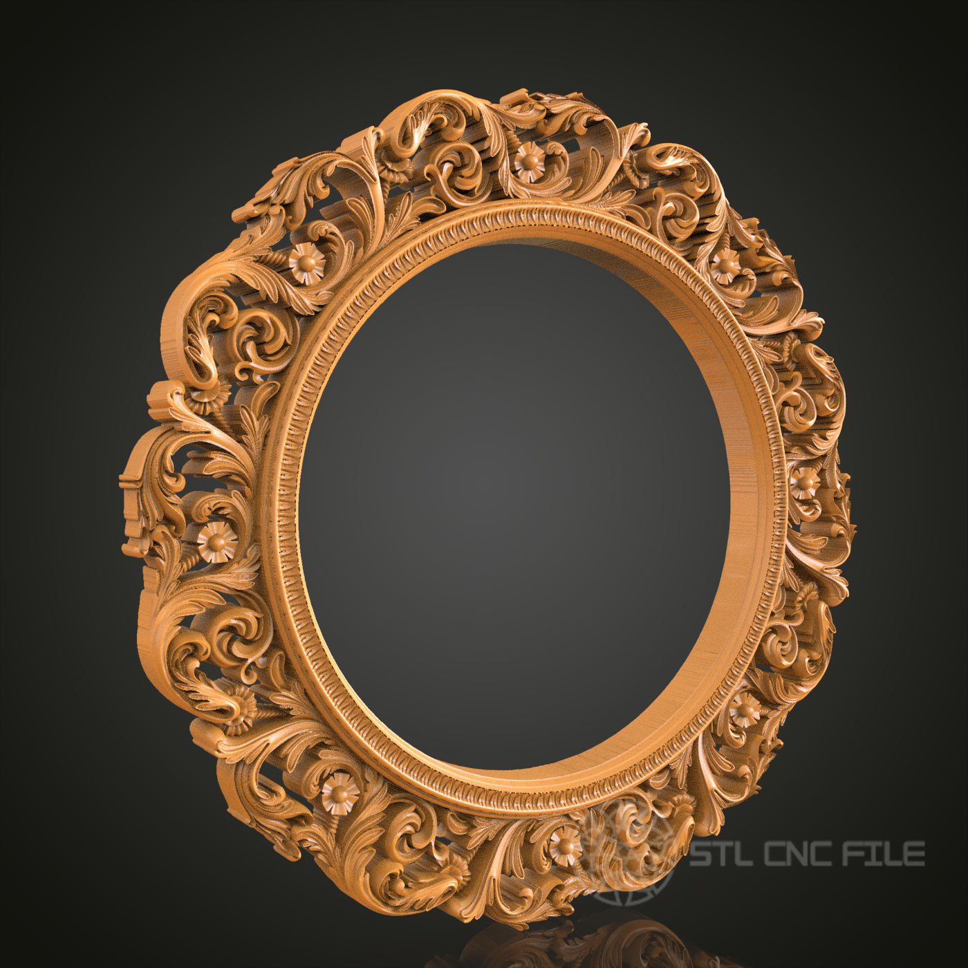 Ornate Round Frame 3D Relief Art for CNC Router, Artcam, Aspire, Wall Decor, STL Model, Compatible with 3D Printers