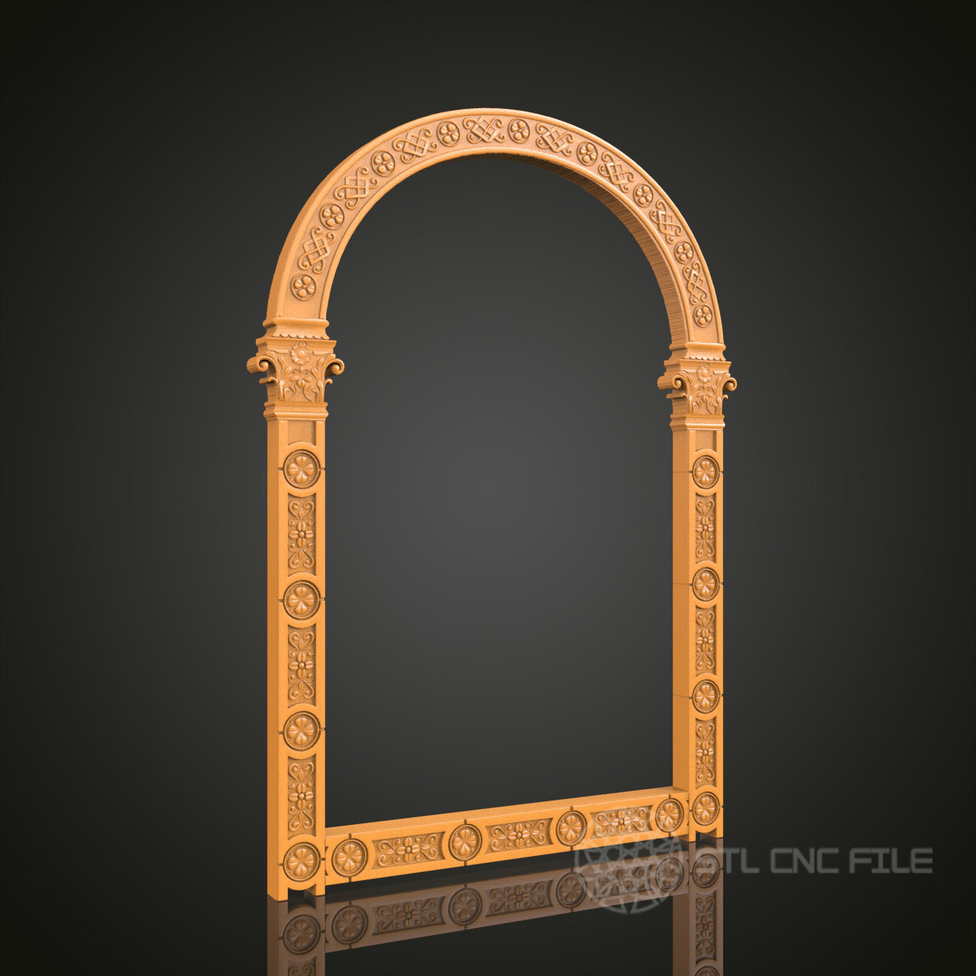 Arched Ornate Decorative Frame STL Model for CNC Router Engraver, 3D Printer, Door Frame, Wall Art Decor