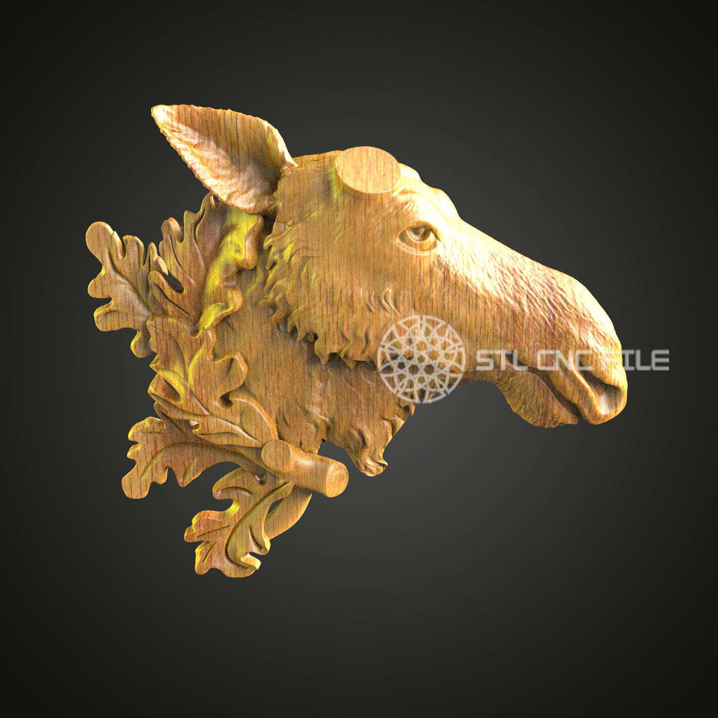 Moose Oak Wood Art - CNC Router STL Model, Wall Decor, Wood 3D Printing, Artcam Aspire Files