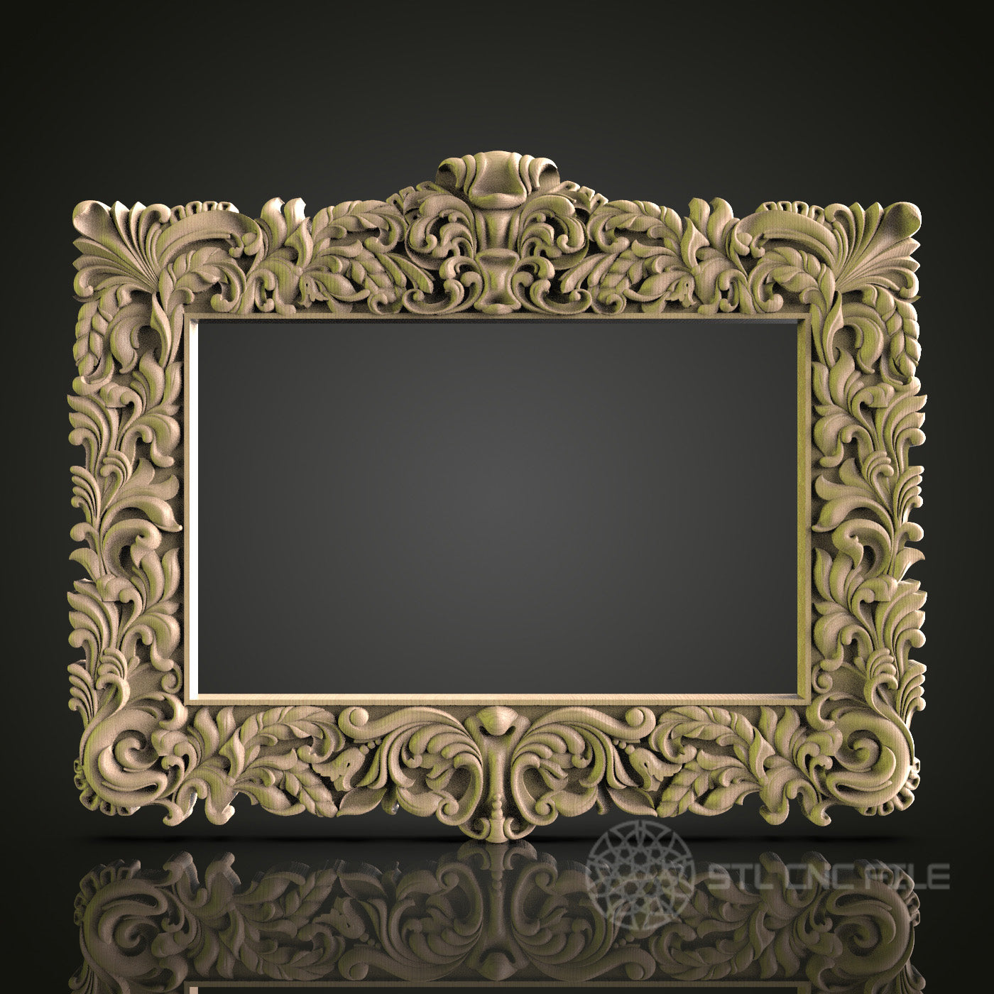 Baroque Style Picture Frame 3D Model STL File, Elaborate Floral Carving for CNC Router – Compatible with Artcam, Aspire