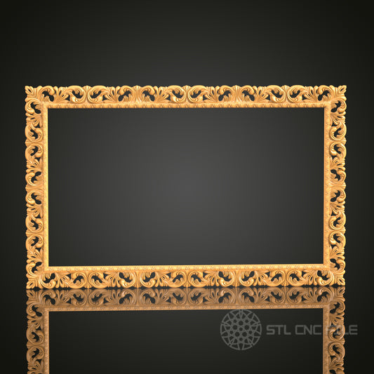 Intricate Rectangular Frame Design STL Model for CNC Router Engraver - Artcam, Aspire, CNC Files, 3D Printer Compatible, Wall Decor