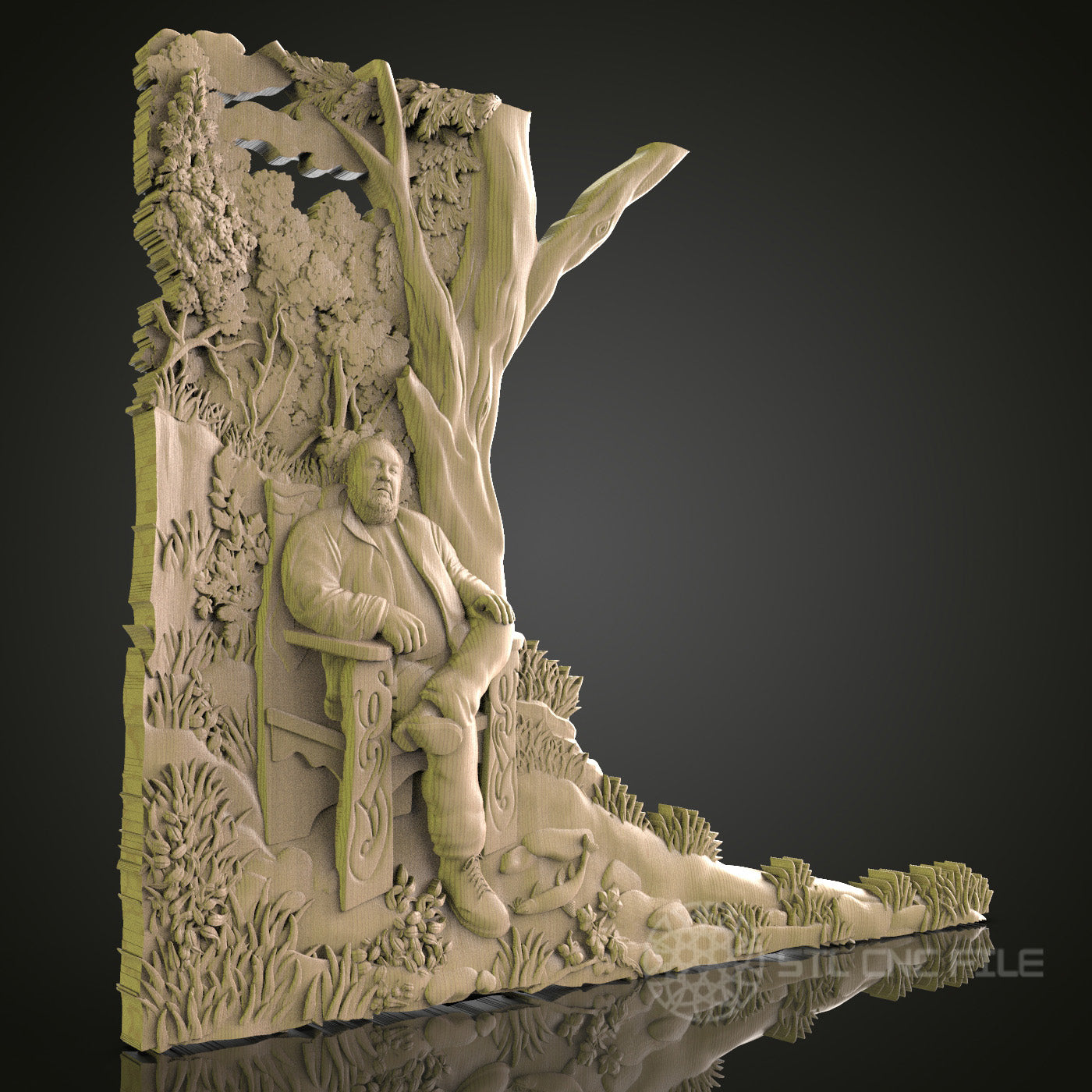 Nature-Inspired Man Sculpture Wall Decor - STL Model for CNC Router, 3D Printer - Artcam, Aspire Compatible