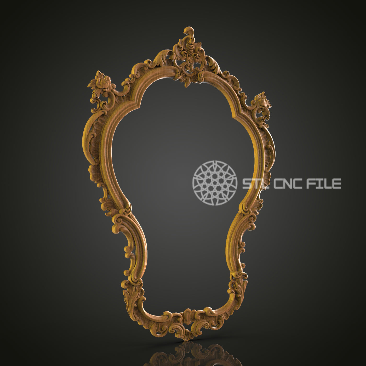 Baroque Style Wood Frame STL Model, CNC Router Engraver, Artcam, Aspire, CNC files, Wall Art, 3D Printer
