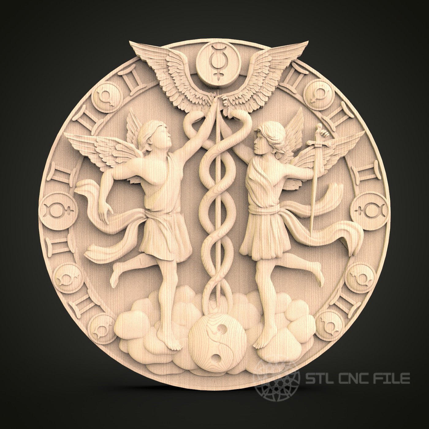 Angelic Symbolism CNC Carving STL File - Timeless Decor, Compatible with Artcam, Aspire for Wall Art