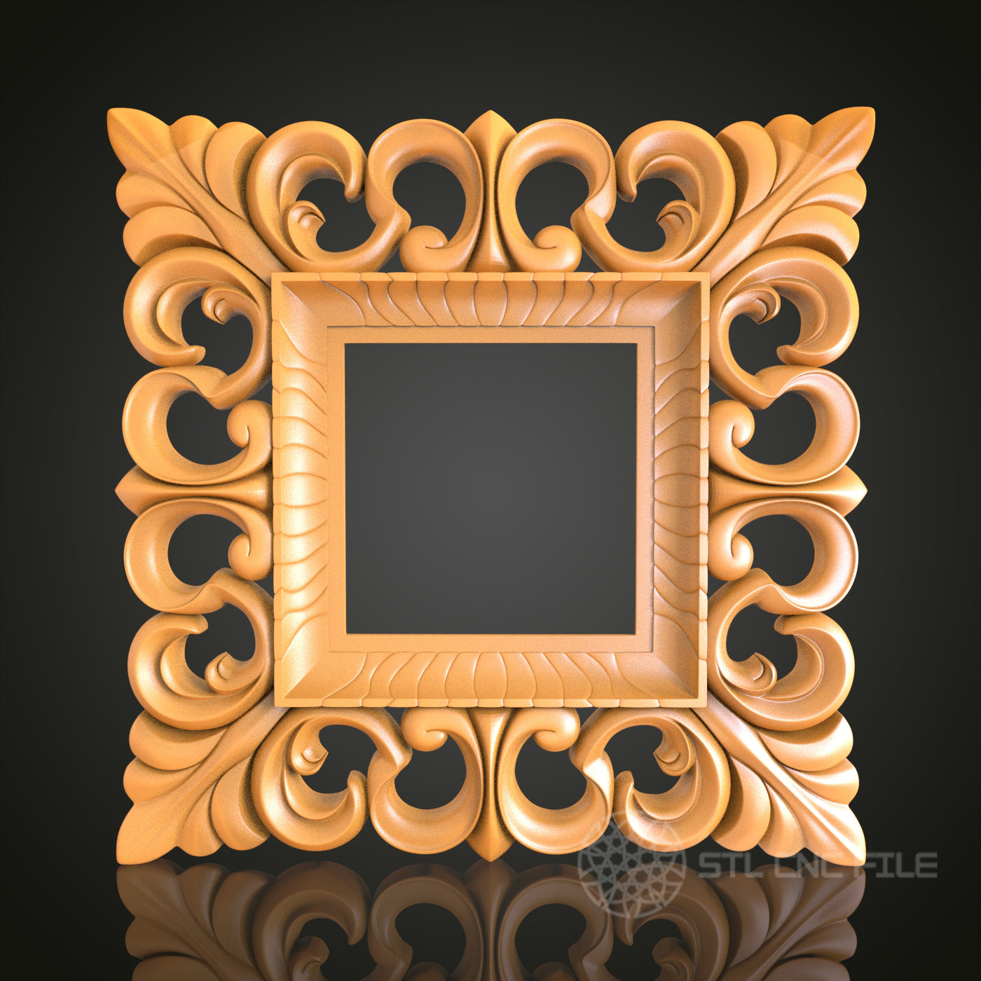 Square Ornate Decorative Frame STL Model for CNC Router Engraver, 3D Printer, Wall Art Decor