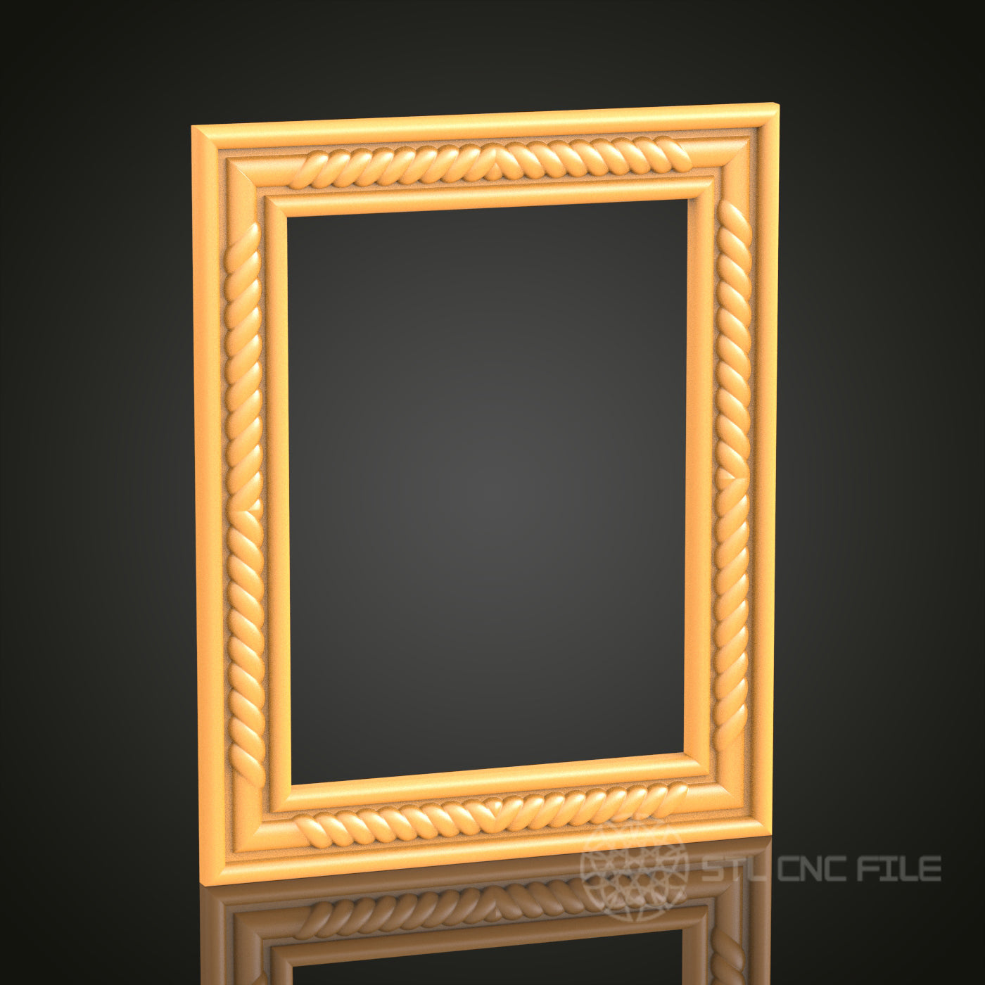 Elegant Rope Pattern Frame Design STL Model for CNC Router Engraver - Artcam, Aspire, CNC Files, 3D Printer Compatible, Wall Decor