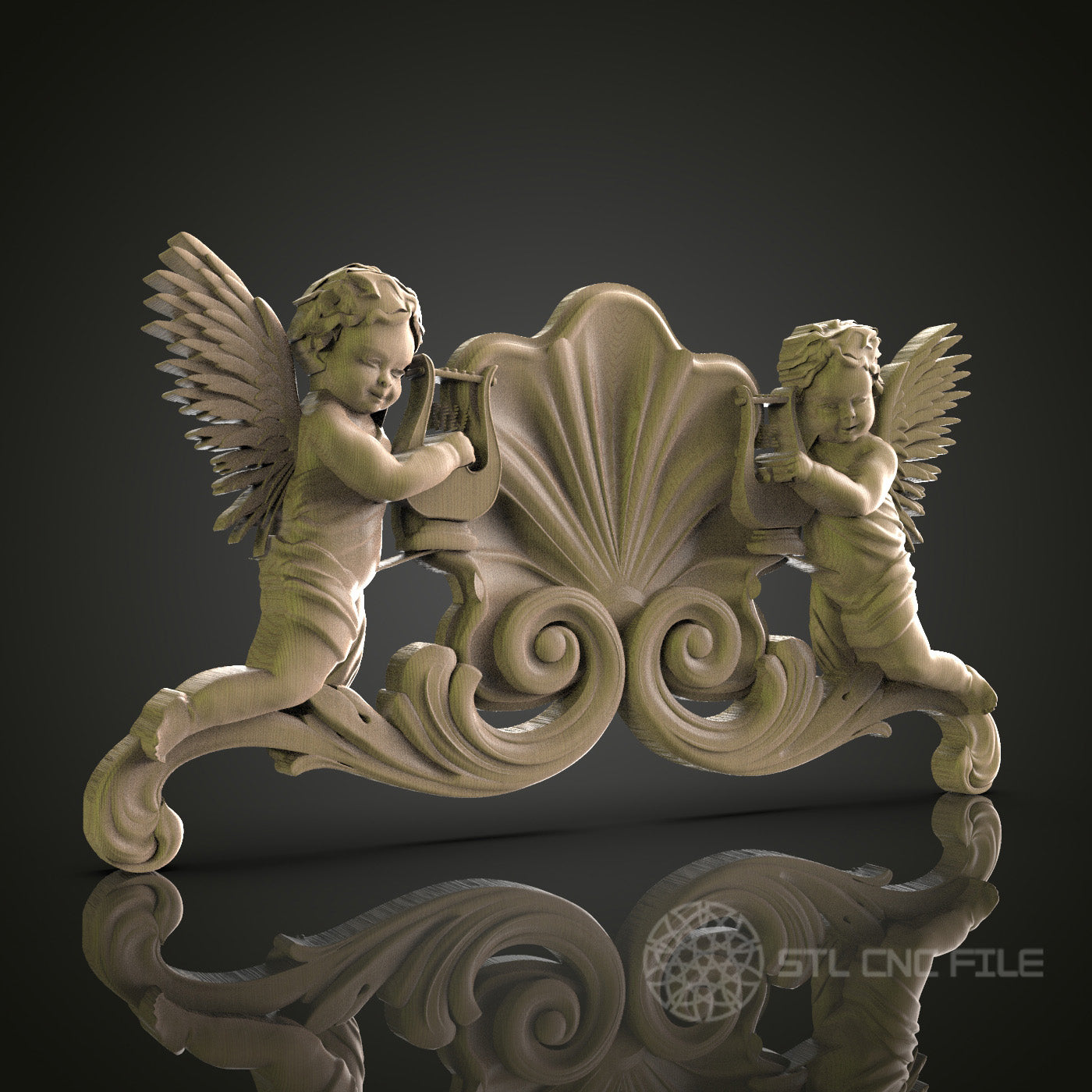 Cherub Pediment for CNC and 3D Printing - STL File
